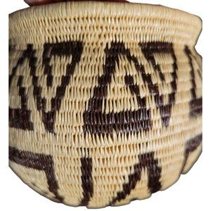 Wounaan Embera Indians Fine Art Woven Basket Bowl Native Art 4x4in Vtg Panama